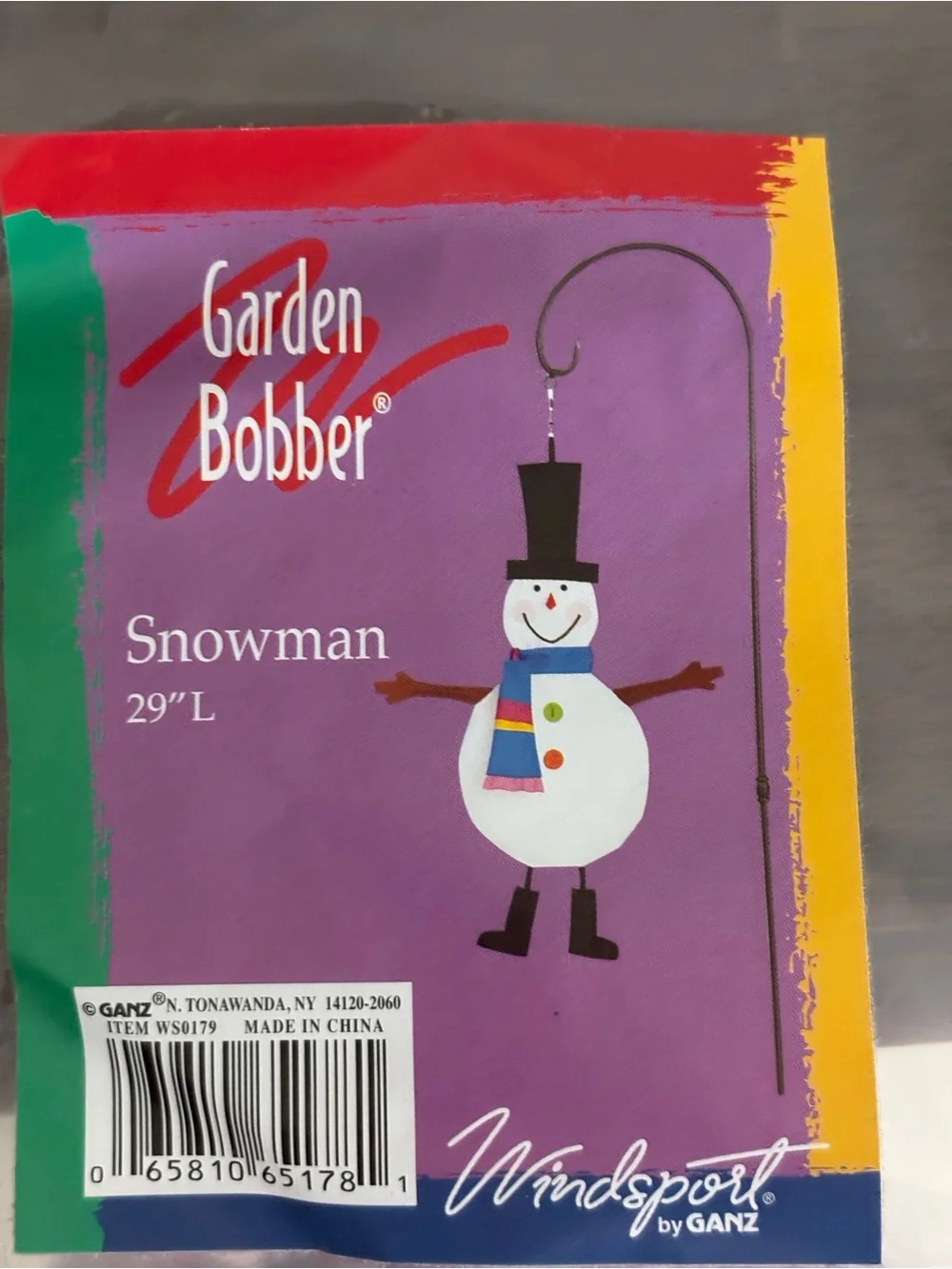 GANZ White Snowman Door Hanger with Black Hat and Blue Scarf